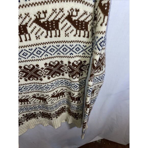 Woodward & Lothrop Men’s Pullover Sweater Size Large Ivory Reindeer Motif Cozy - Picture 7 of 12